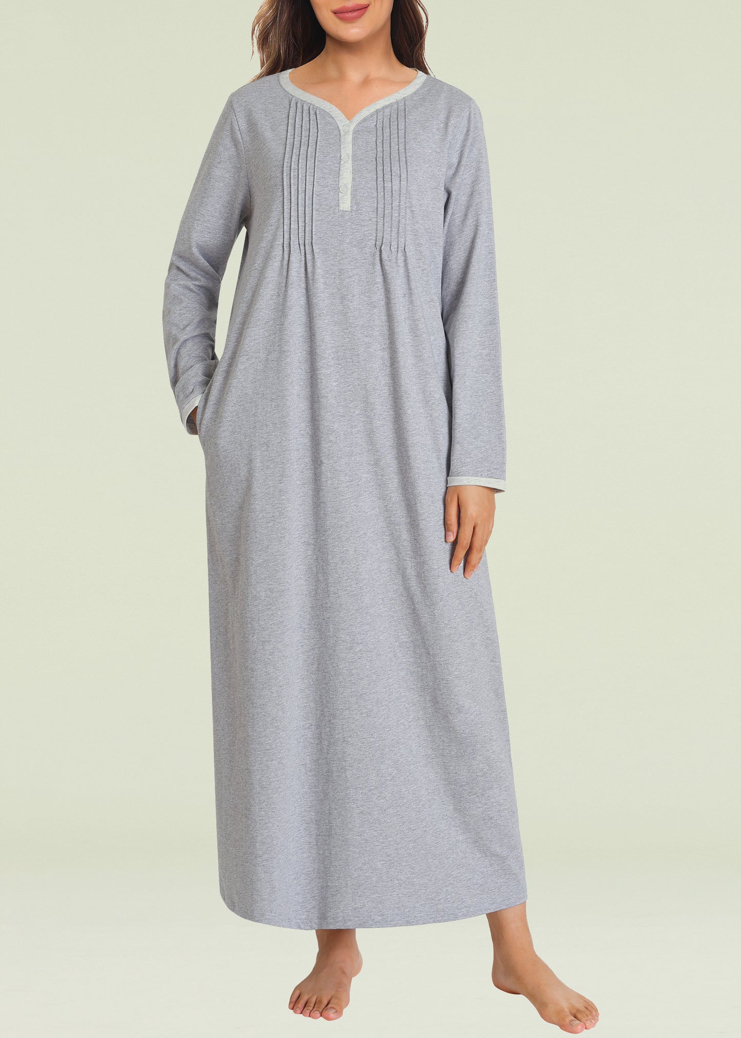 Women's Long Sleeve Nightgown Cotton Sleeping Gown