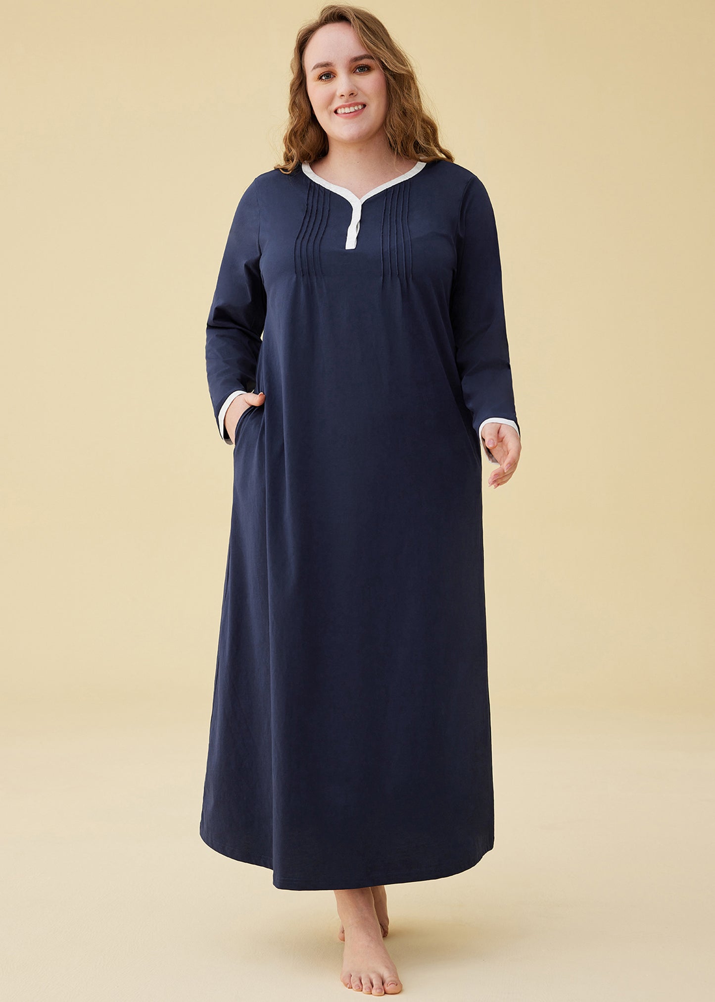 Women's Long Sleeve Nightgown Cotton Sleeping Gown