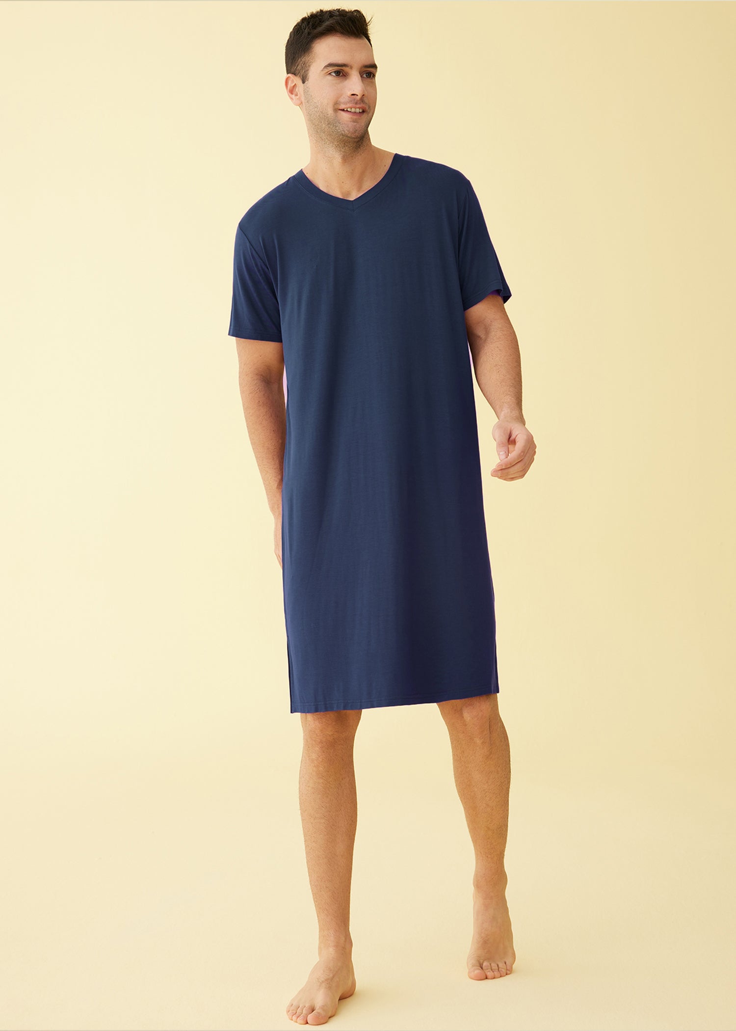 Men\'s Bamboo Viscose Nightshirt Short Sleeves Sleep Shirt – Latuza