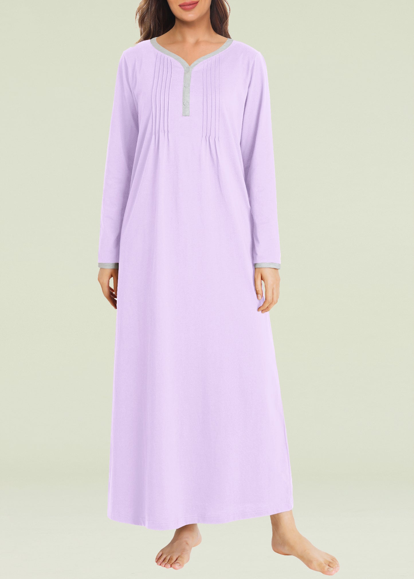 Women's Long Sleeve Nightgown Cotton Sleeping Gown