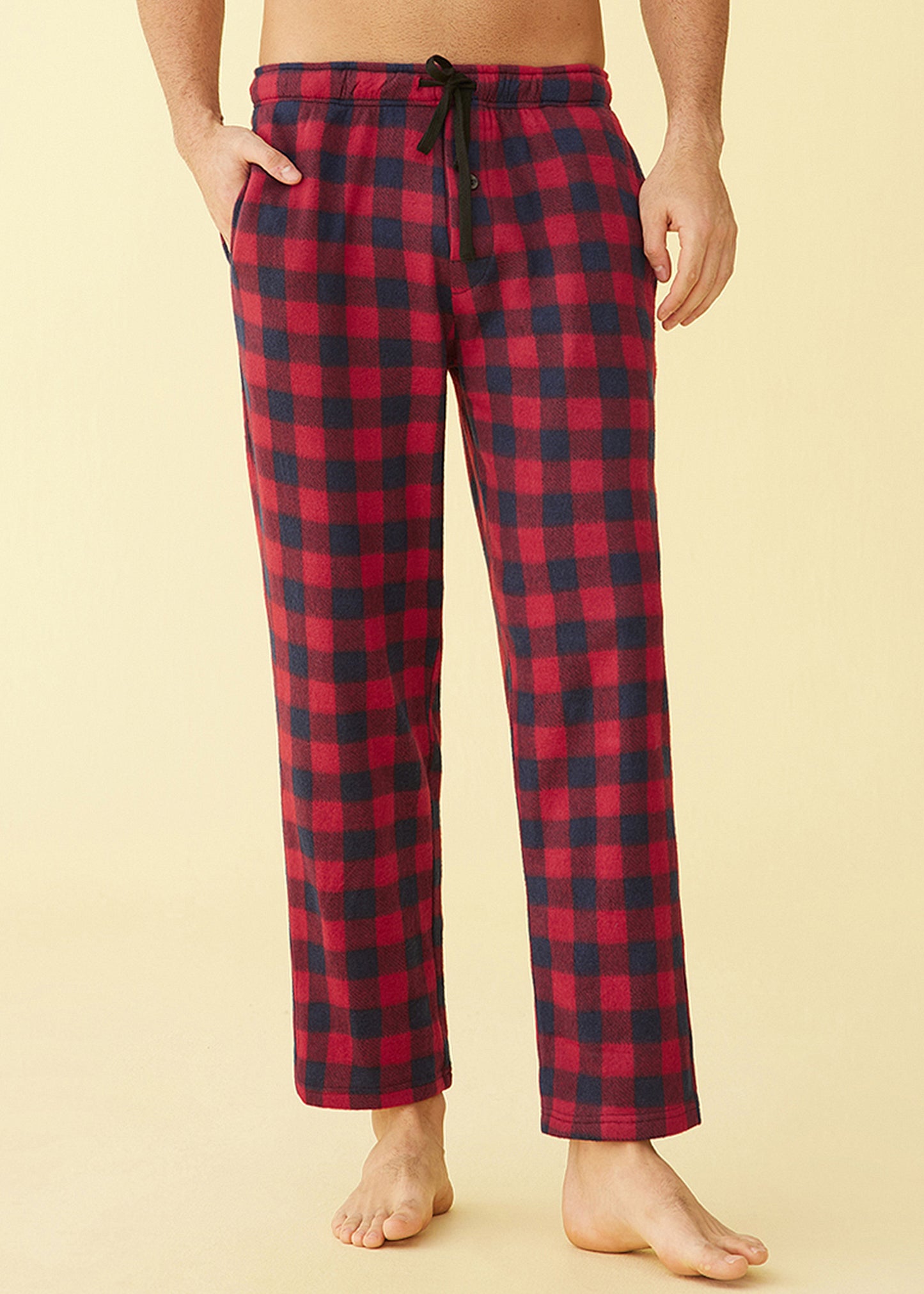 Men's Fleece Plaid Lounge Pajama Pants with Pockets