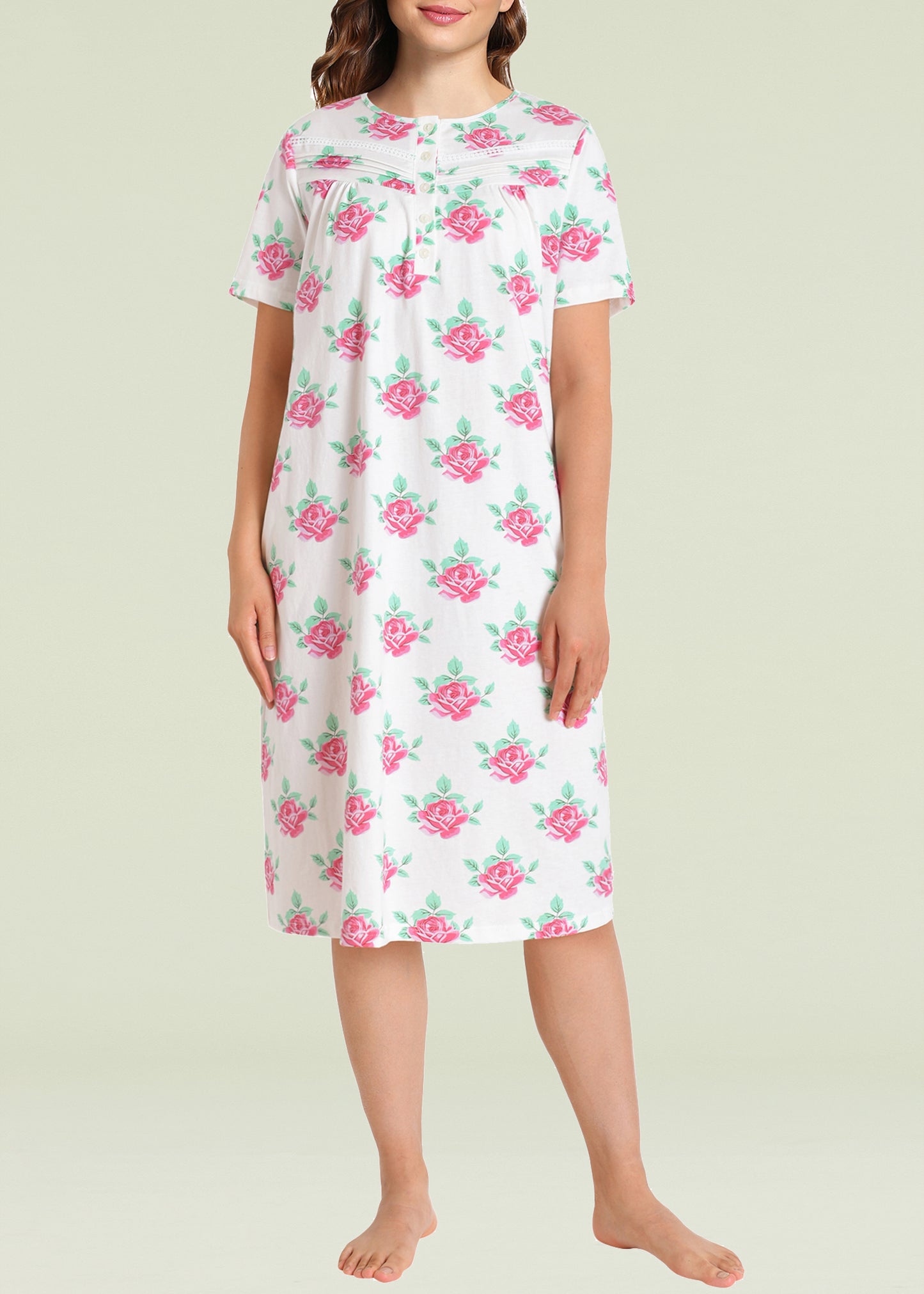 Women's Old Fashioned Soft Cotton Floral Nightgown