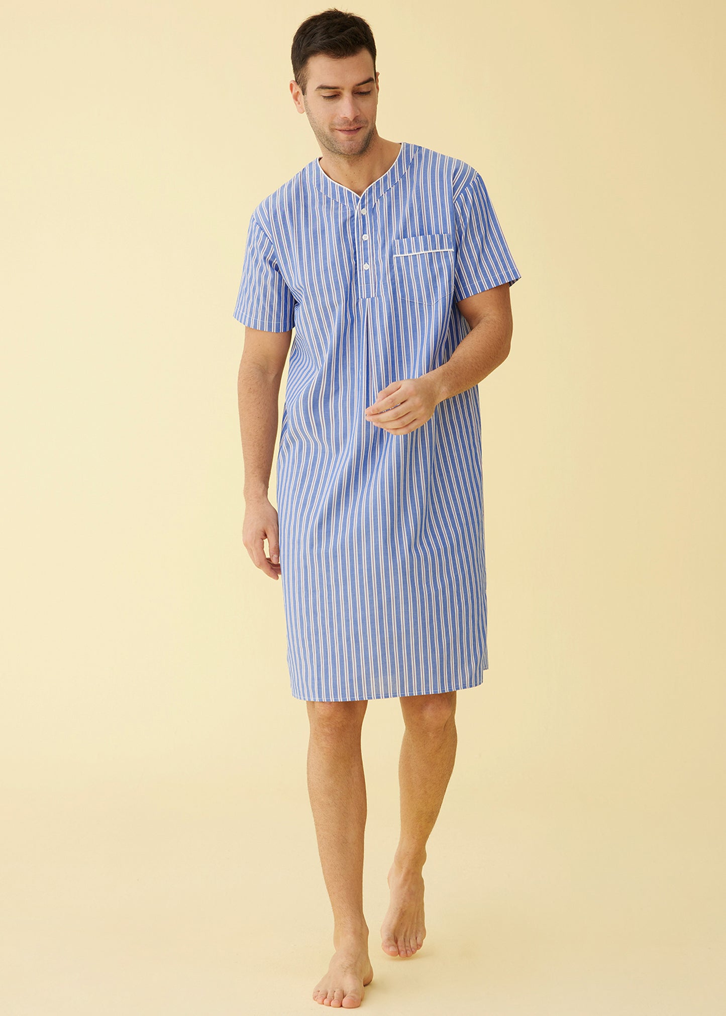 Men's Plaid Nightshirt Cotton Sleep Shirt