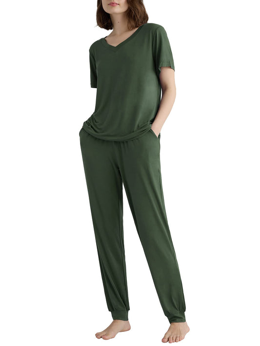 Women's Viscose Jogger Pants Lounge Pajamas Set - Latuza