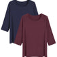 Women's Viscose Pajama Tops Crewneck 3/4 Sleeves Sleep Tee - Latuza