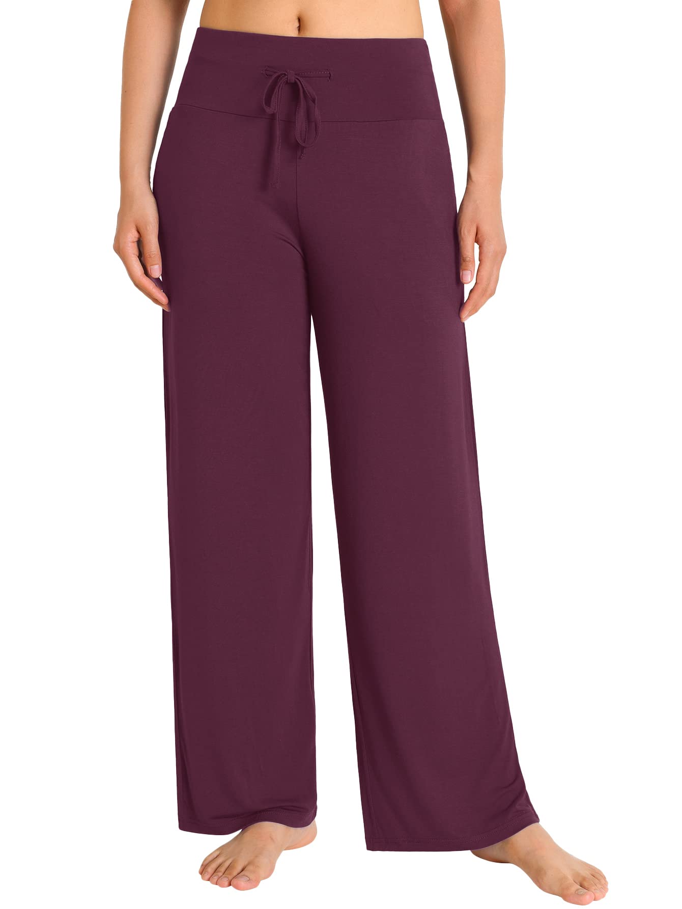 BURGUNDY WOMEN PALAZZO Pants Petite to Plus Sizes Wide Leg Yoga