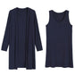 Women's Bamboo Viscose Sleeveless Nightgown with Long Sleeves Cardigan - Latuza