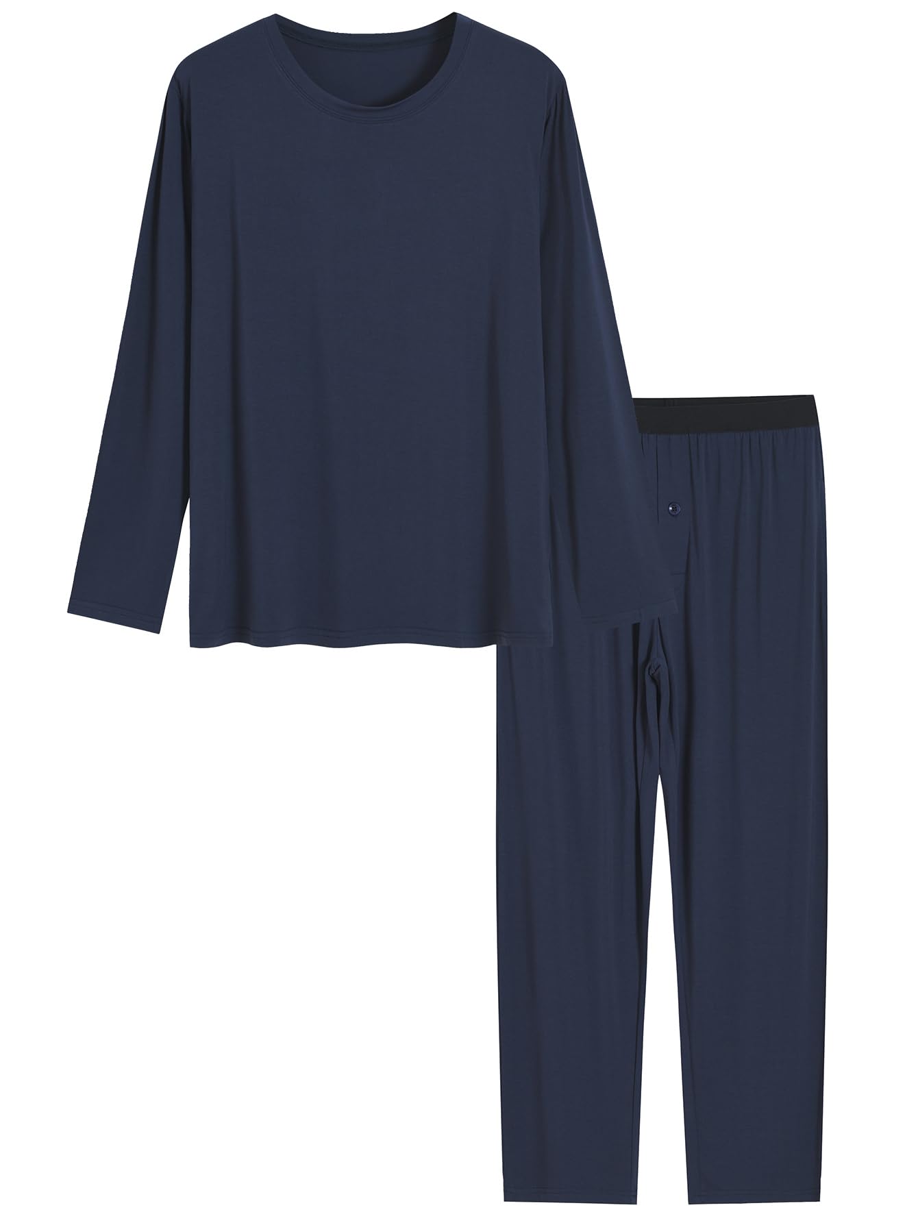 Men's Long Sleeve Pajamas Top and Pants Lounge Set with Pockets - Latuza