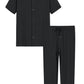 Men's Viscose Pajama Pants Set Short Sleeve Button Up Pjs - Latuza