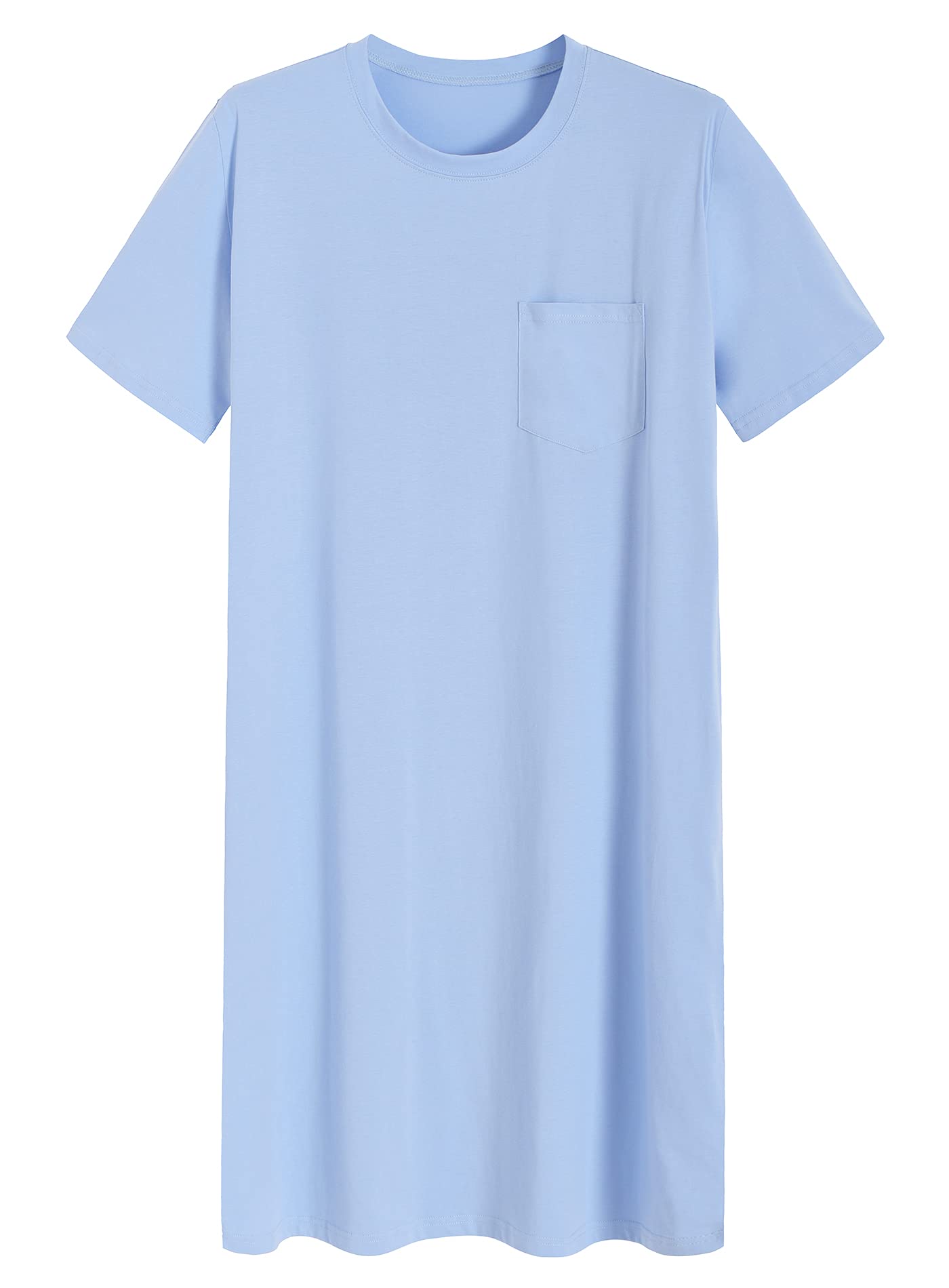 Men's Cotton Nightshirt Short Sleeves Sleep Shirt Nightgown - Latuza