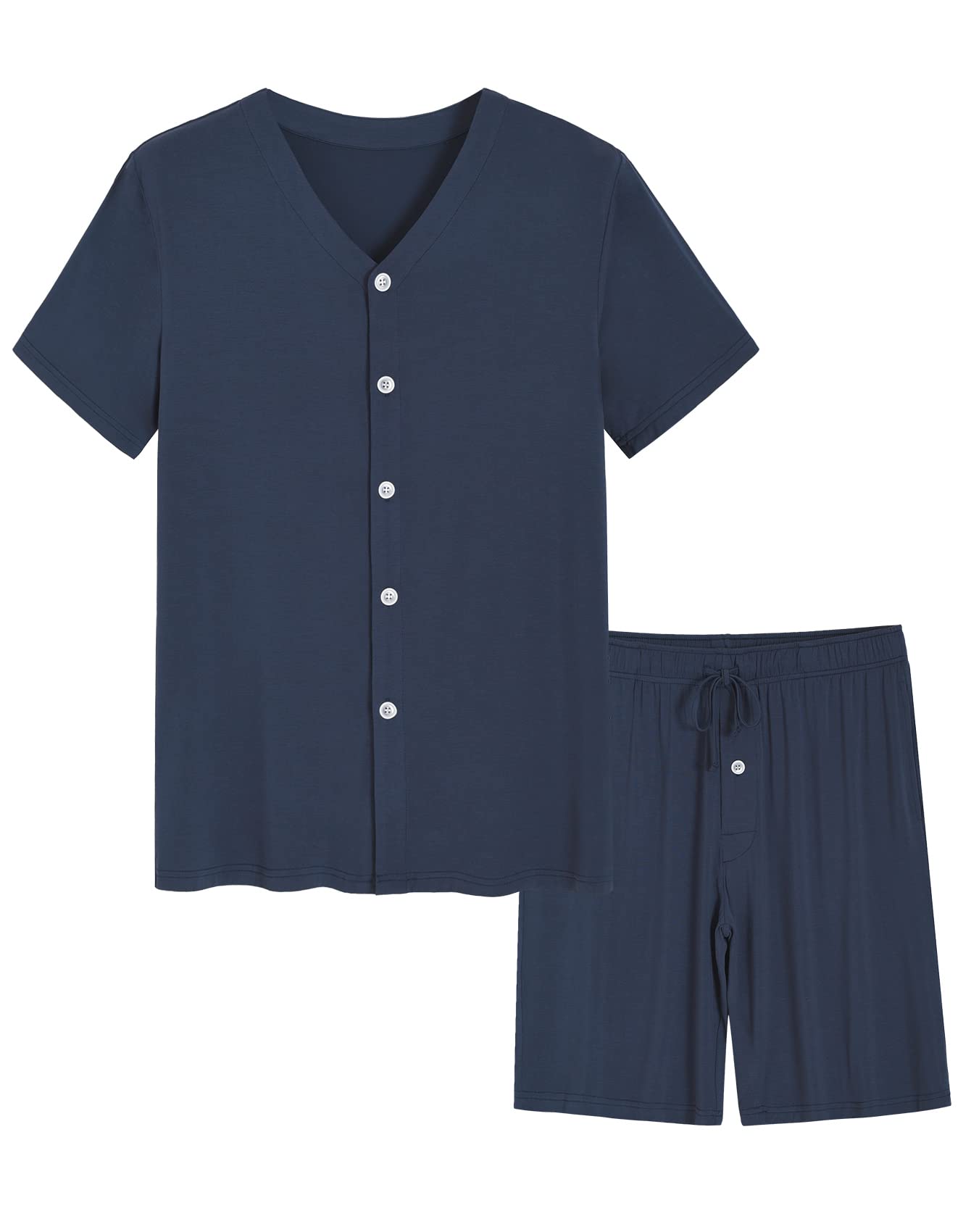 Men's Bamboo Viscose Button Up Short Sleeves Pajamas Set - Latuza