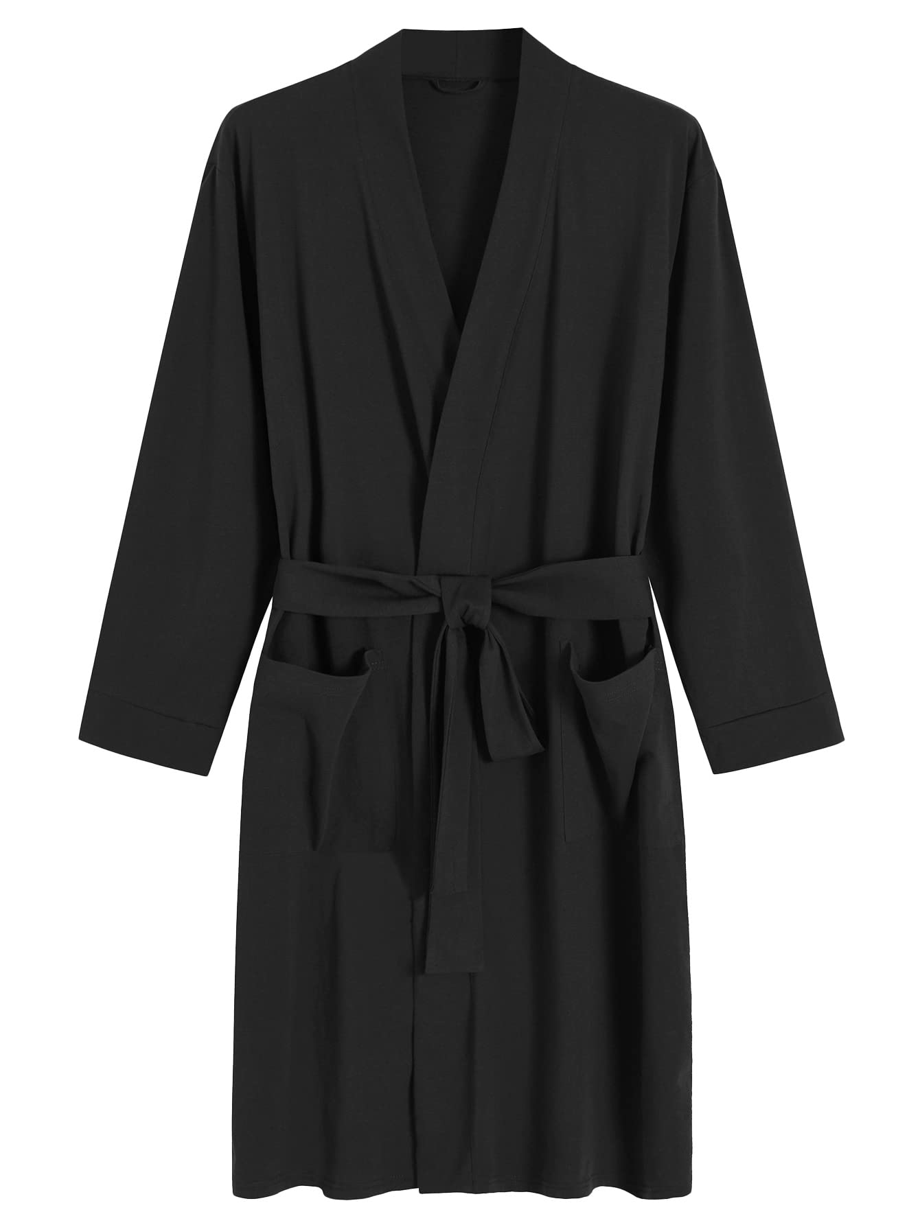 Men's Cotton Kimono Robe Lightweight Bathrobe - Latuza
