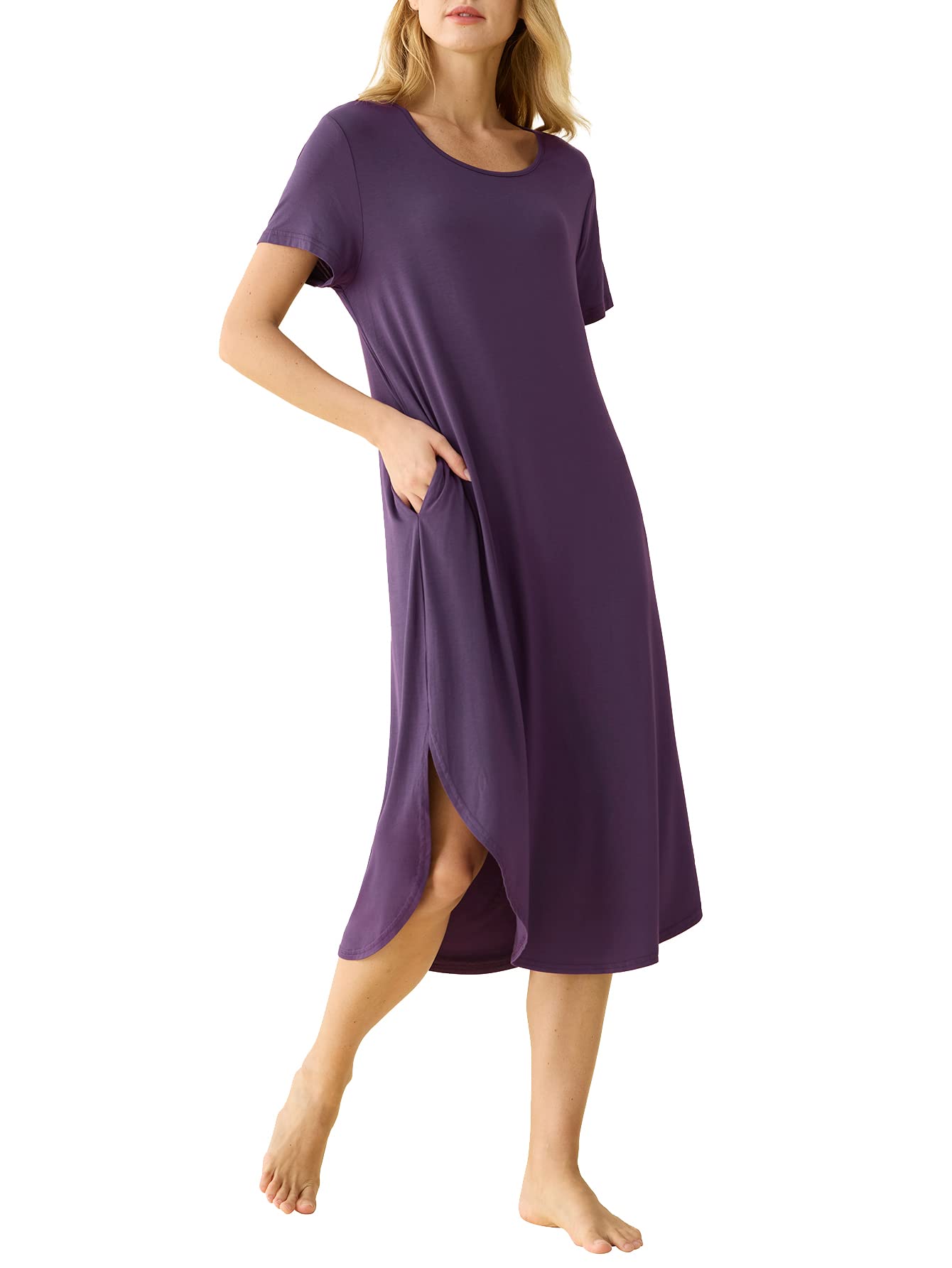 Women's Soft Bamboo Viscose Short Sleeves Long Nightgown - Latuza