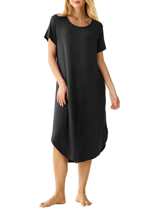 Women's Soft Bamboo Viscose Short Sleeves Long Nightgown - Latuza