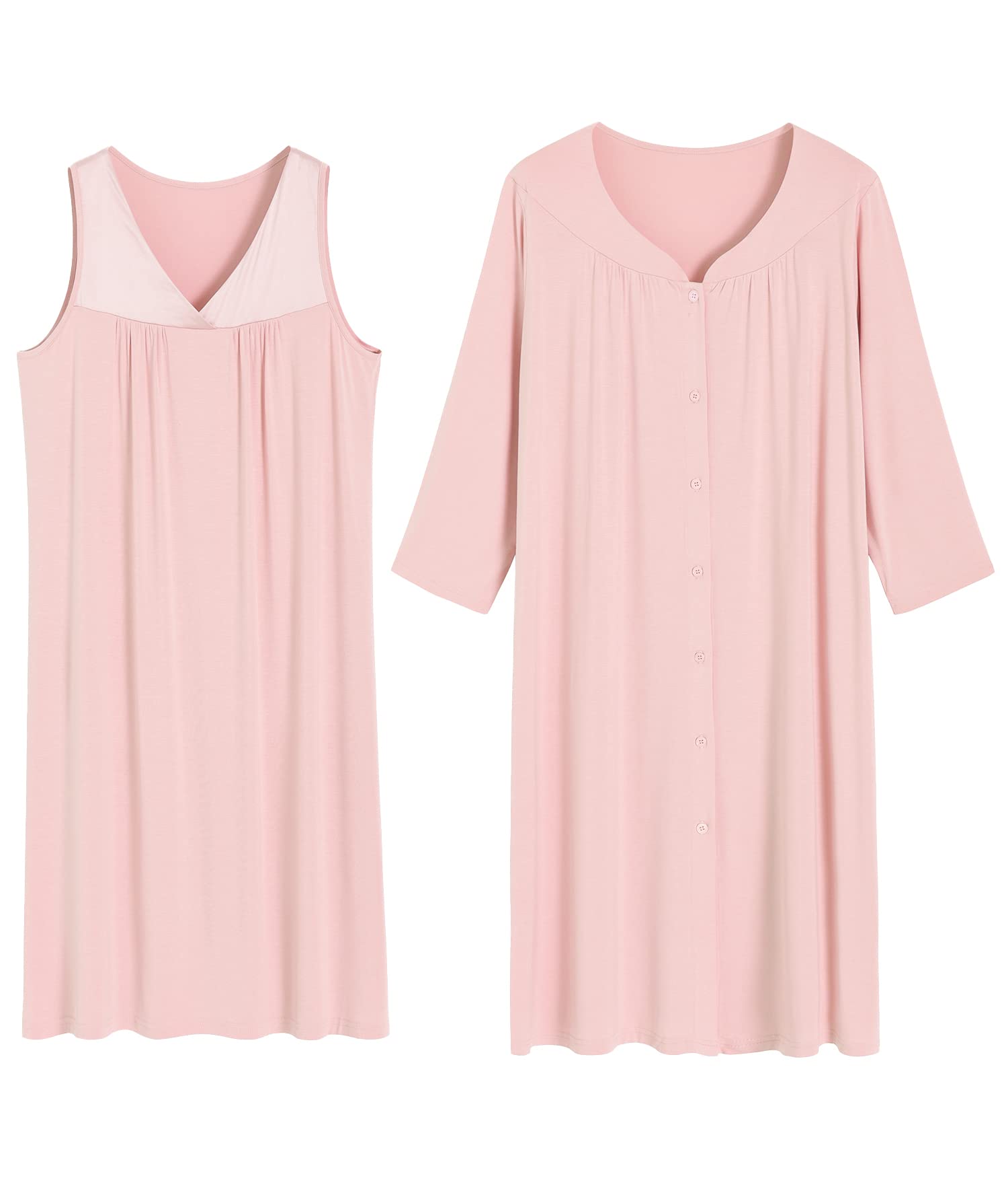 NACHILA Women's Bamboo Viscose Pajama Set - 3/4 Sleeve Top & Capri Pants, Soft Lounge Sleepwear
