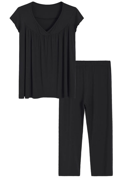 Women's Bamboo Viscose Cap Sleeves Top and Pants Lounge Pajamas Set - Latuza