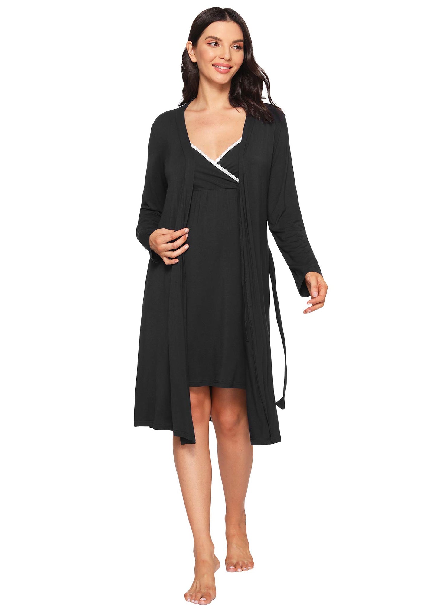 Women's Bamboo Viscose Nursing Nightgown and Robe Set – Latuza