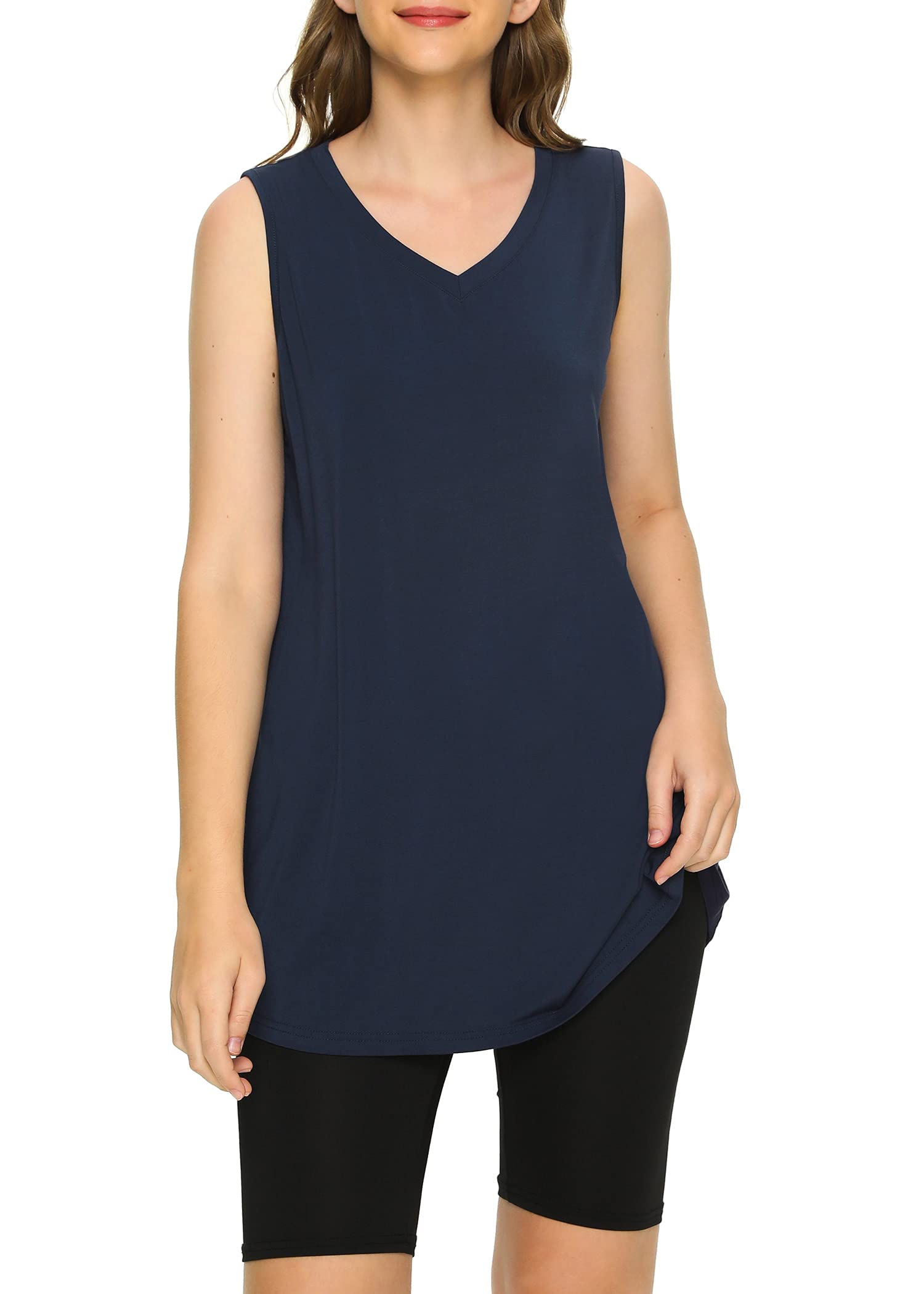 Women's Bamboo Viscose Sleeveless Tunic Flowy Pajama Tank Top - Latuza