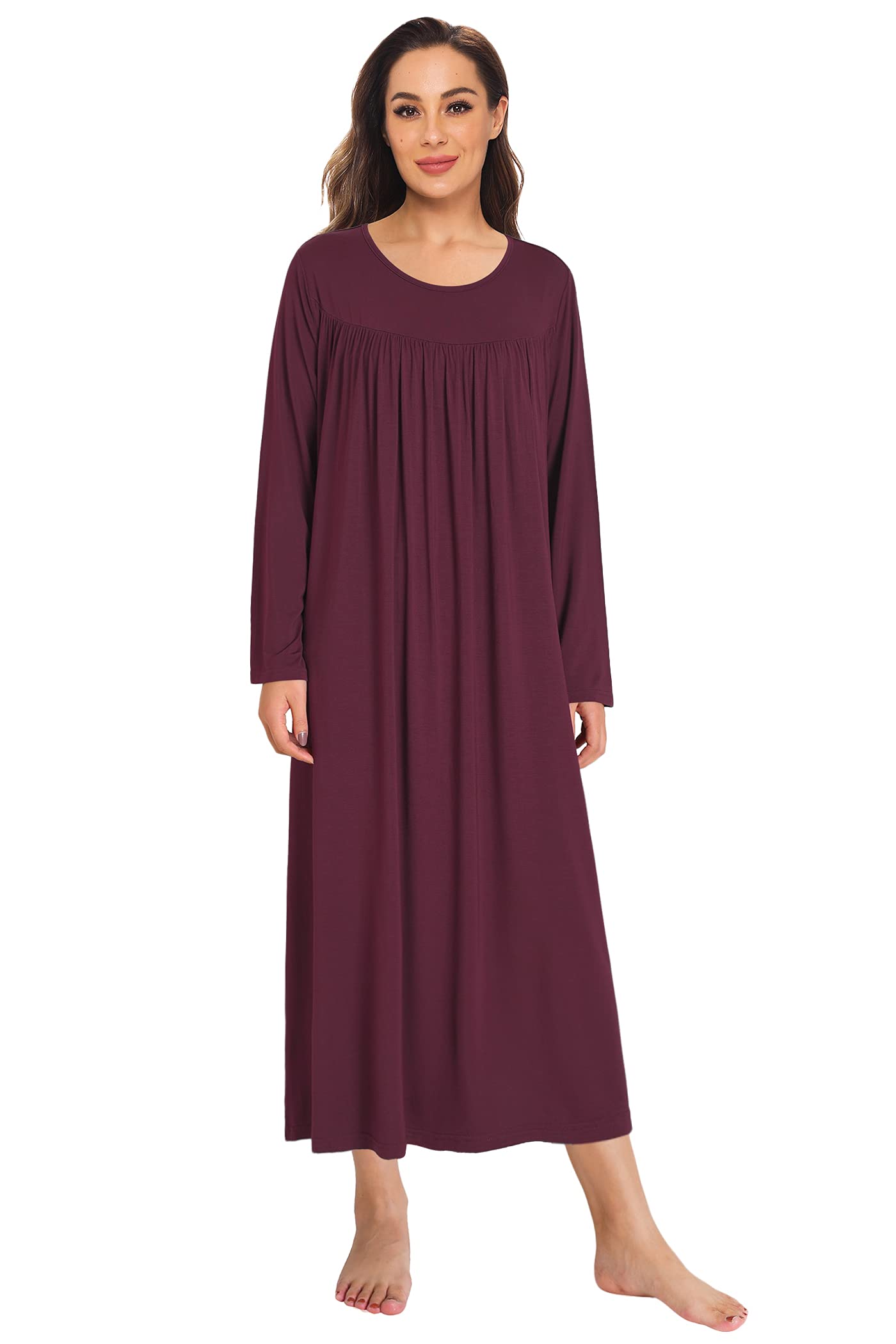 Women's Soft Bamboo Viscose Long Sleeves Nightgown - Latuza