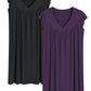 Women's Bamboo Viscose Pleated Nightgown with Cap Sleeves - Latuza