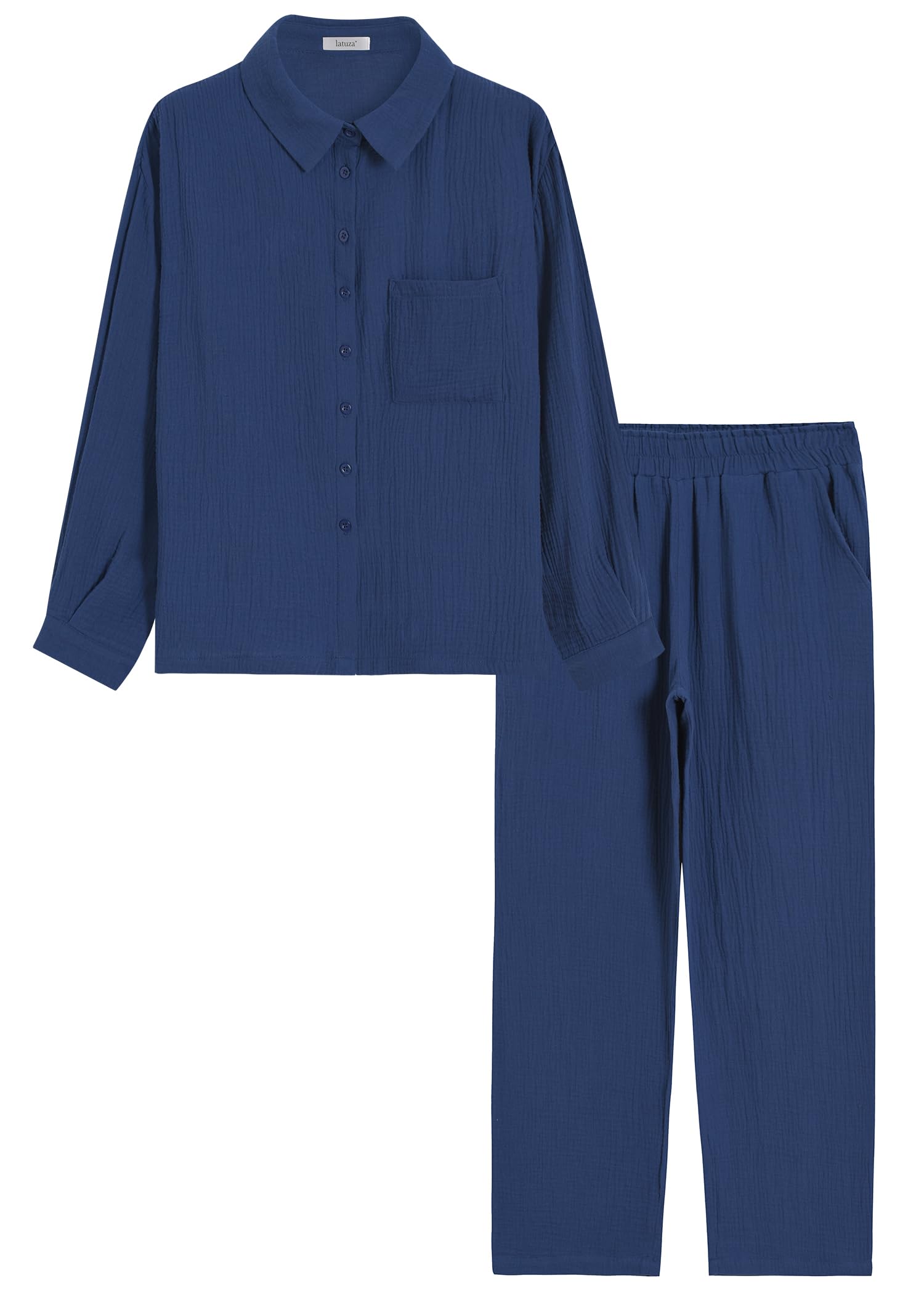 Women's Cotton Gauze Pajamas Set 2 Piece Lounge Outfits  - Latuza