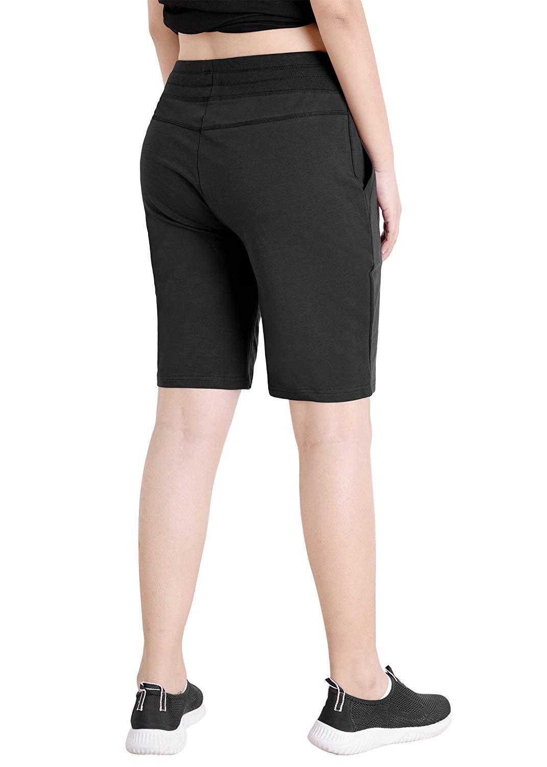 Women's Cotton Jersey Bermuda Shorts with Pockets - Latuza