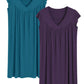 Women's Bamboo Viscose Pleated Nightgown with Cap Sleeves - Latuza