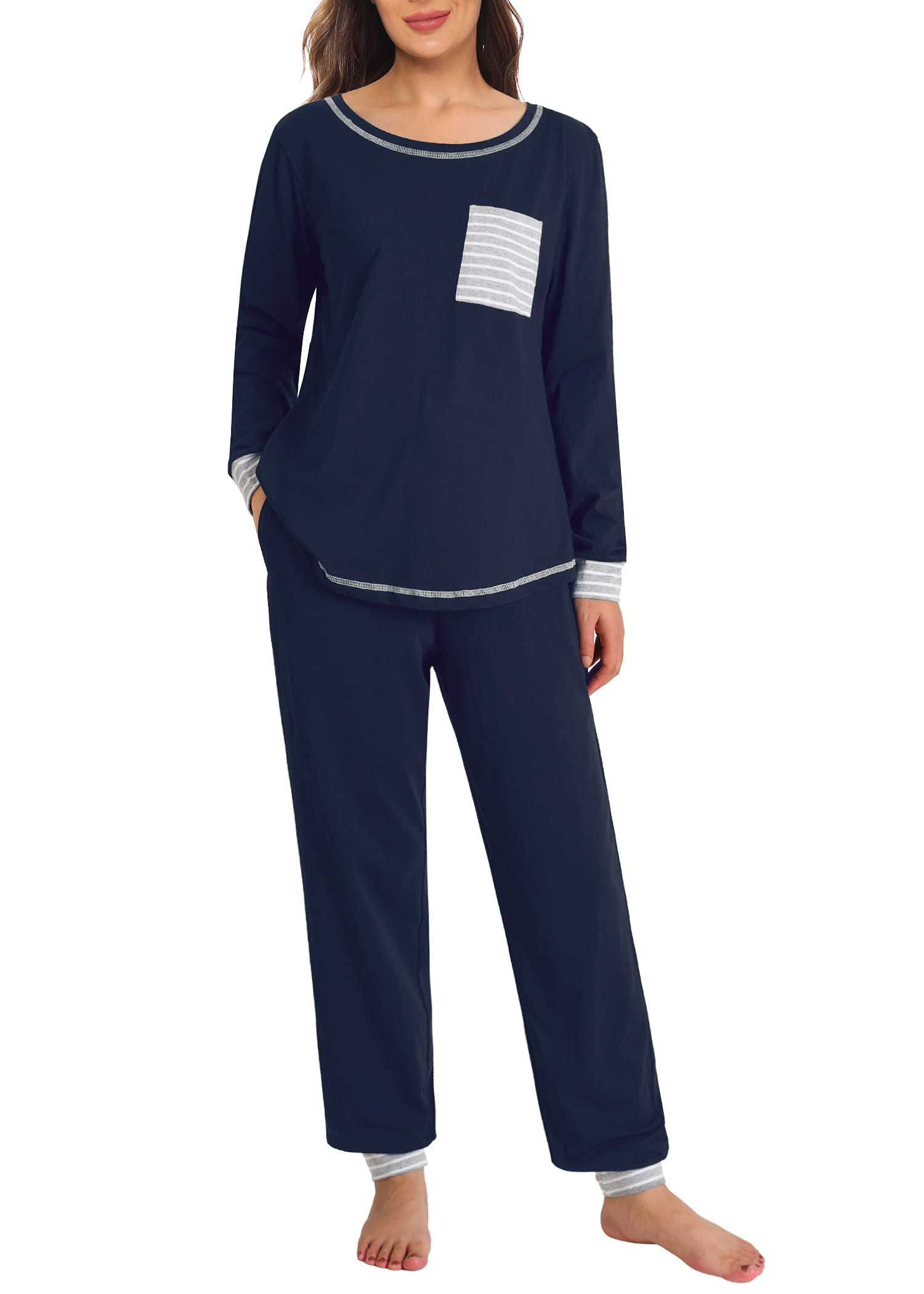 Women's Cotton Pajama Set Long Sleeve Sleepwear - Latuza