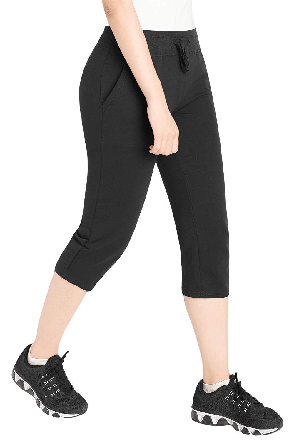 Women's Cotton Joggers Knit Capri Pants with Pockets – Latuza