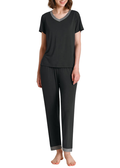 Women's Petite Pajamas Set Soft Viscose Loungewear - Latuza