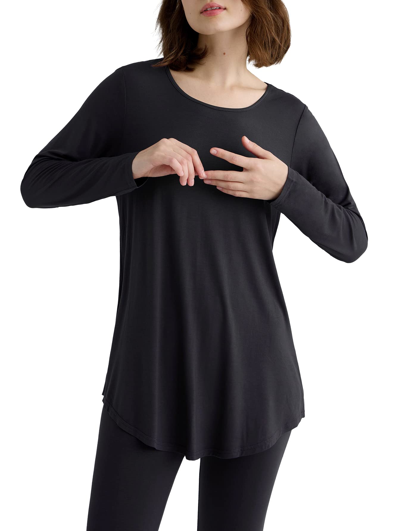 Women's Viscose Long Sleeves Tunic Lounge Pajama Top - Latuza