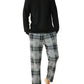 Men's Long Sleeves Top Fleece Plaid Pants Pajama Set - Latuza