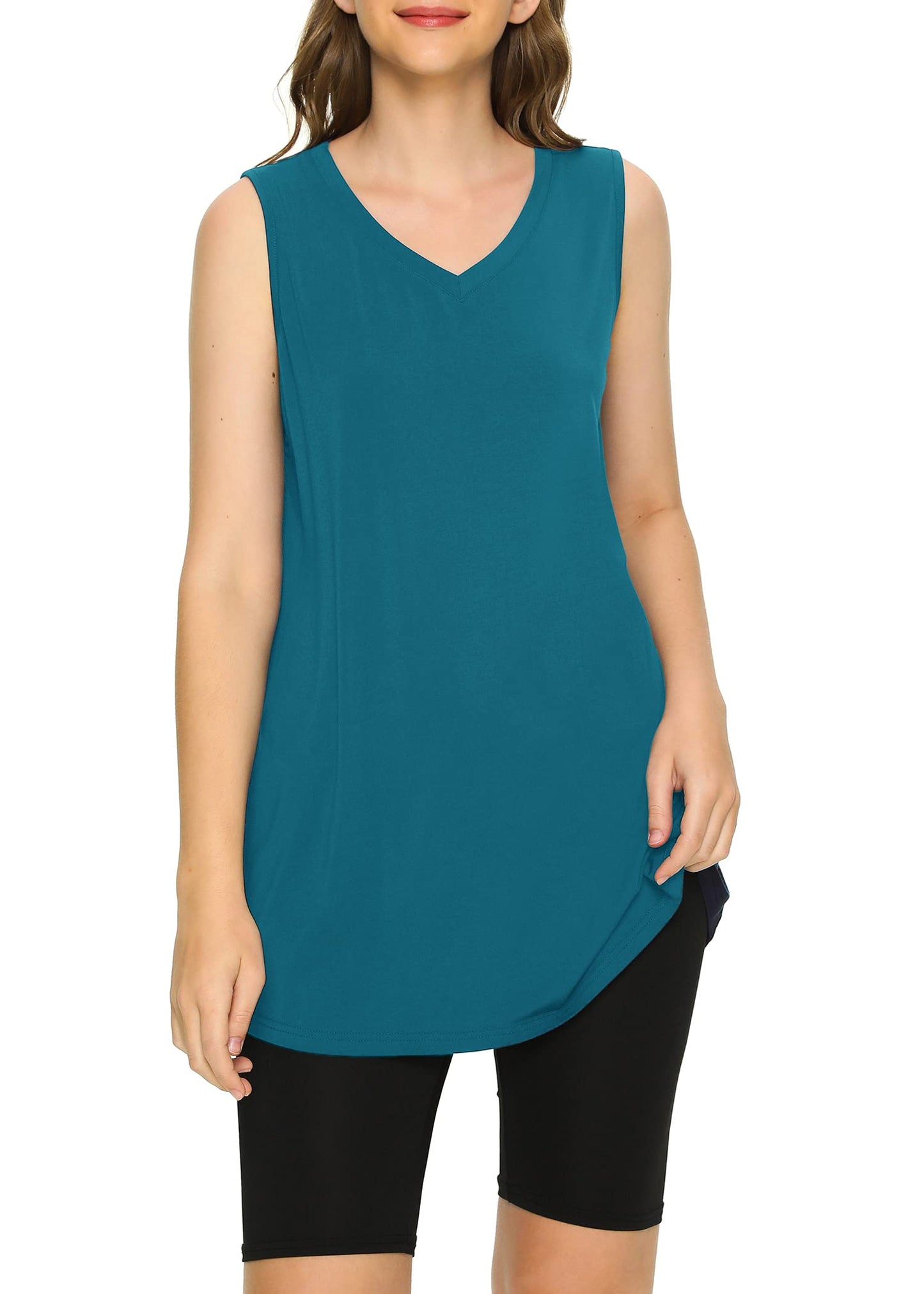 Women's Bamboo Viscose Sleeveless Tunic Flowy Pajama Tank Top - Latuza