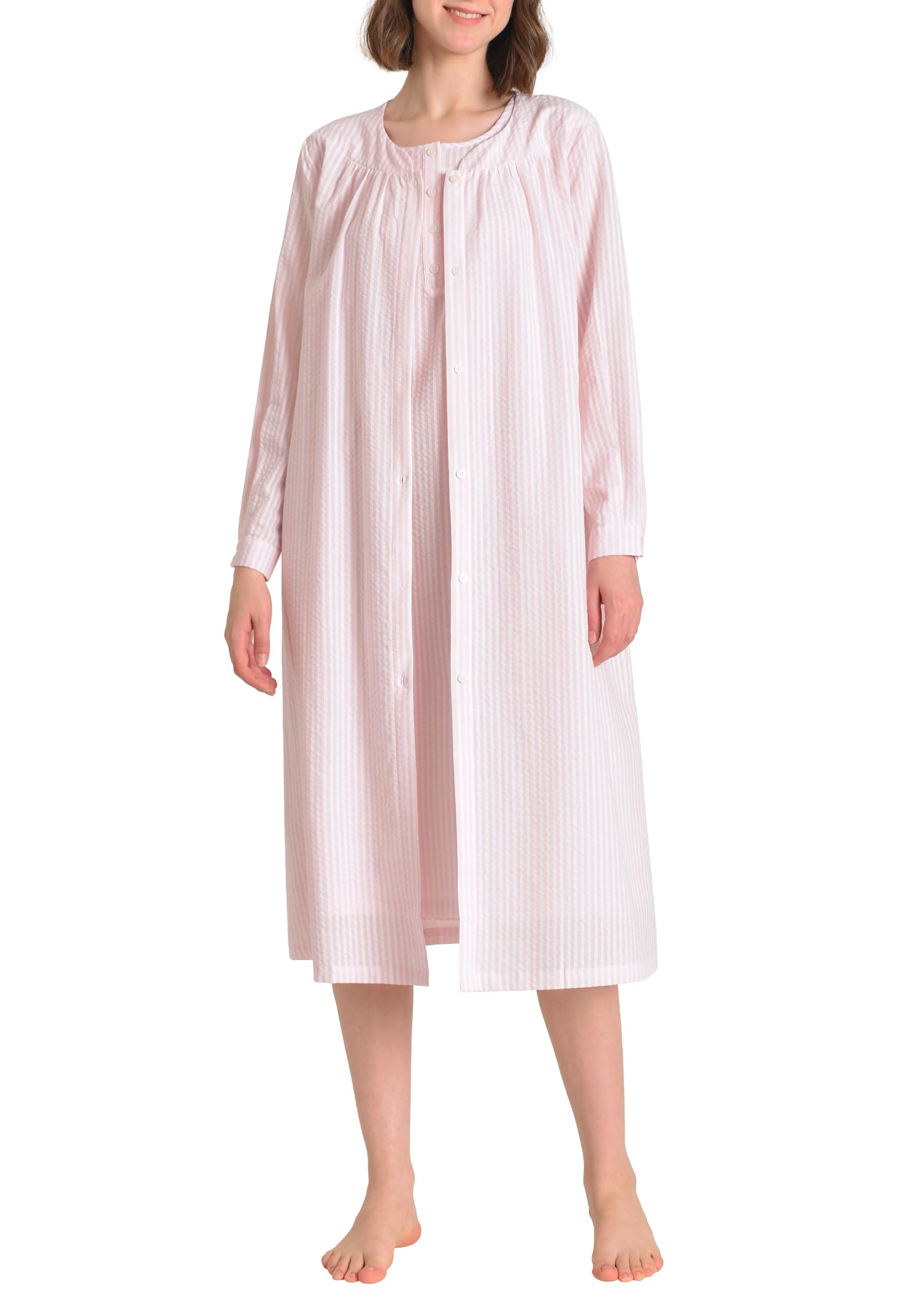 Women's Long Nightgown and Robe Set Soft Cotton- Latuza