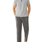 Men's Cotton Pajamas Set Striped Top Sleep Pants with Pockets - Latuza