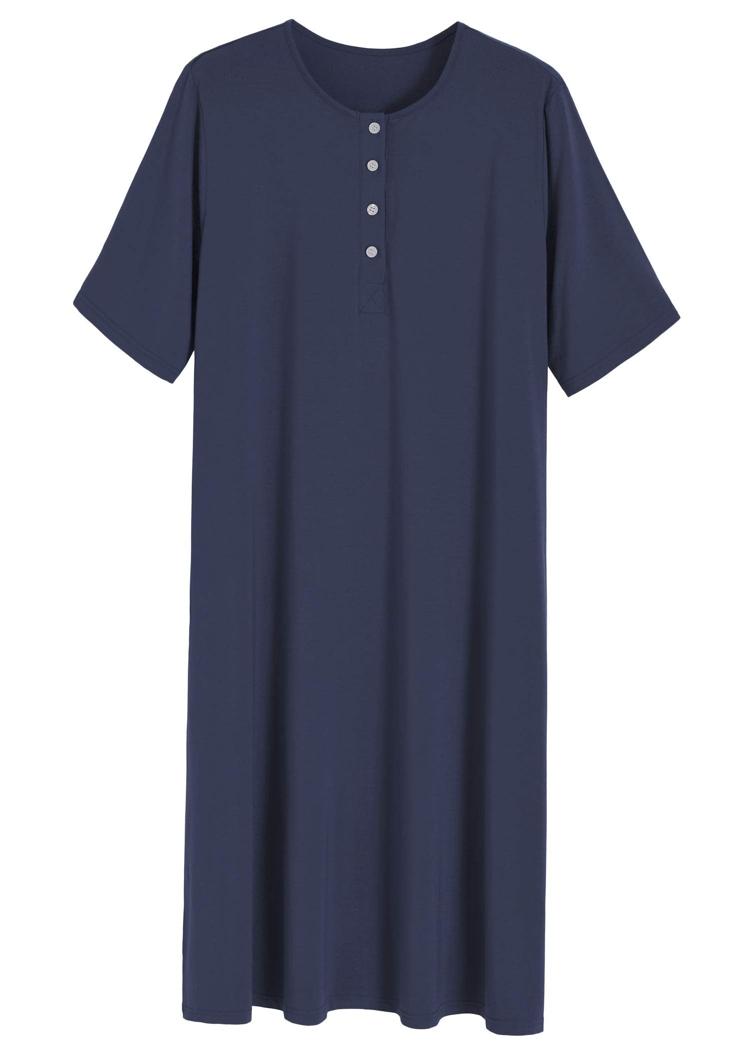 Women's Long Sleep Shirt Henley Nightshirt with Pockets - Latuza