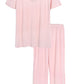 Women's Petite Size Pajama Pants Set Short Sleeve Sleepwear - Latuza