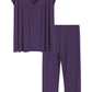 Women's Bamboo Viscose Cap Sleeves Top and Pants Lounge Pajamas Set - Latuza