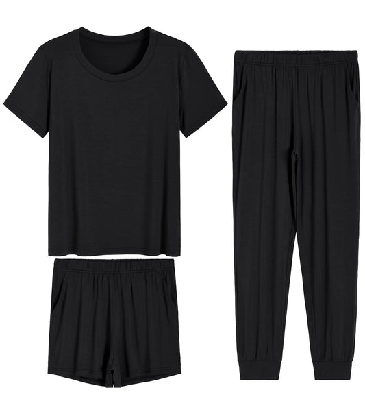 Latuza Men's Bamboo Viscose Button Up Short Sleeves Pajamas Set, Black,  Medium : : Clothing, Shoes & Accessories