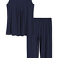 Women's Pleated Tank Top Capris Pajamas Set - Latuza