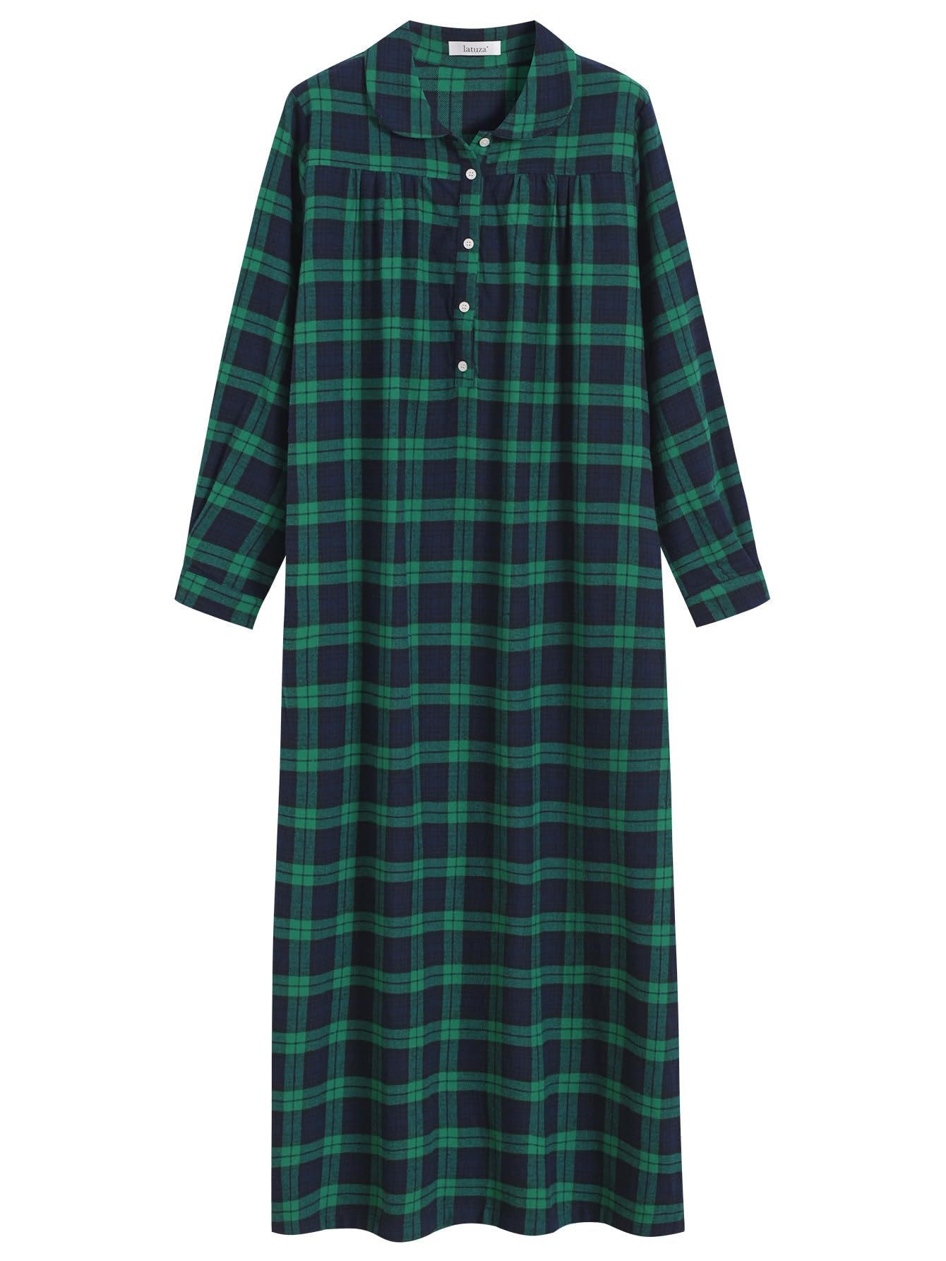 Women's Long Flannel Nightgown Long Sleeve Floor Length - Latuza