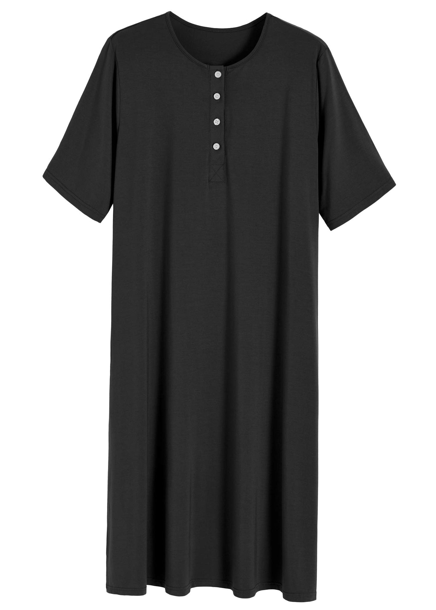 Women's Long Sleep Shirt Henley Nightshirt with Pockets - Latuza