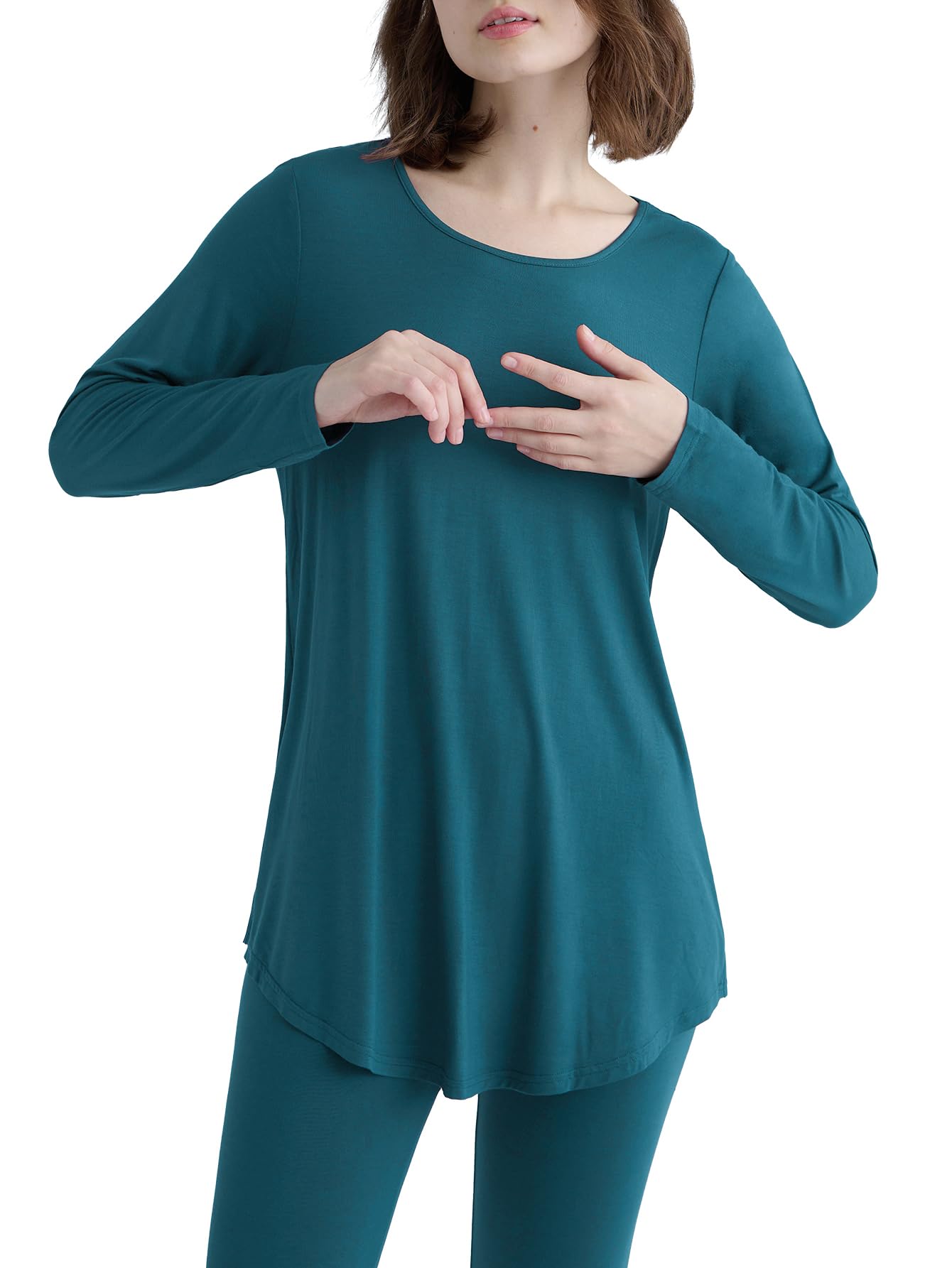 Women's Viscose Long Sleeves Tunic Lounge Pajama Top - Latuza