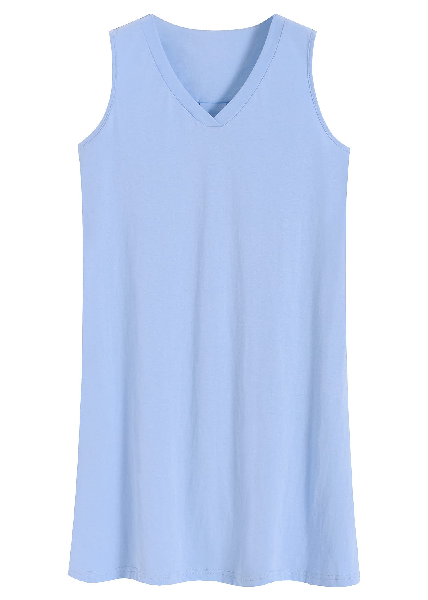 Women's Cotton Sleeveless Short Nightgown Soft Sleep Shirt with Pockets - Latuza