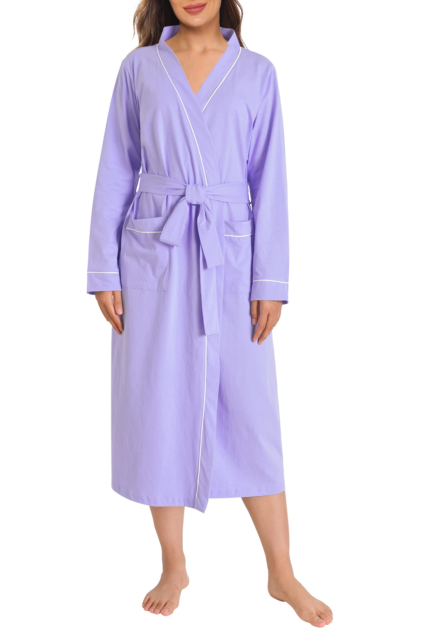 Women's Cotton Kimono Robe Long Bathrobe - Latuza