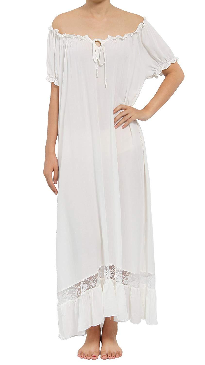 Women's Sleepwear Off The Shoulder Victorian Nightgown - Latuza