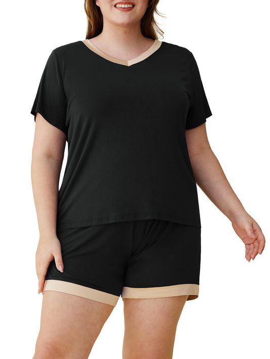 Women's Plus Size Pajamas Set Soft Shorts Viscose Sleepwear - Latuza
