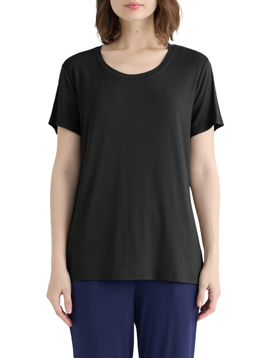 Women's Soft Comfy Pajama Tops Scoop Neck Sleep Tee Shirt - Latuza