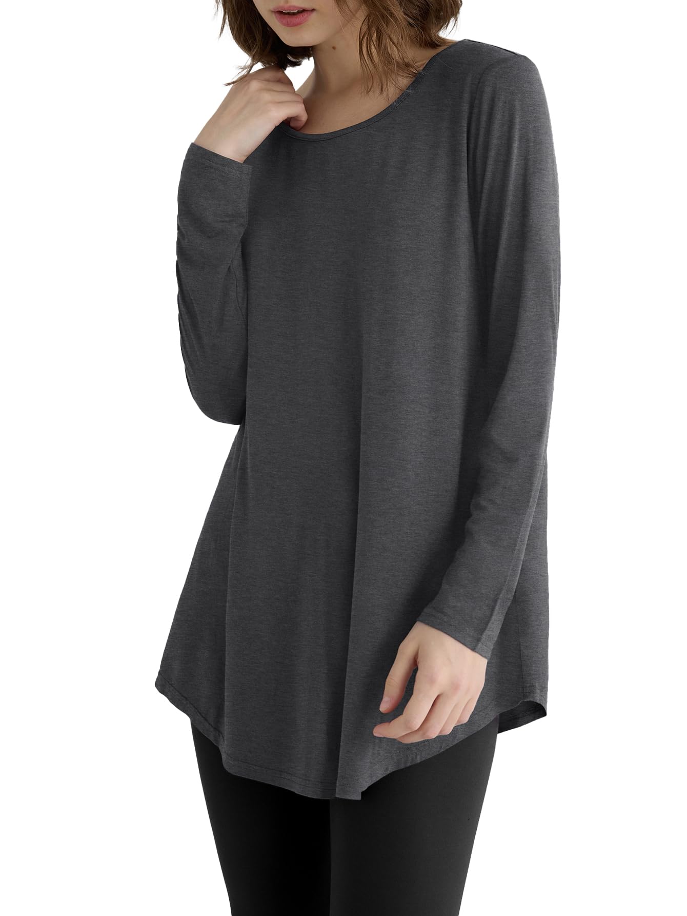 Women's Viscose Long Sleeves Tunic Lounge Pajama Top - Latuza