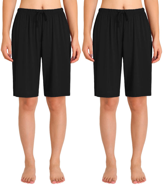 Women's Bamboo Viscose Pajama Shorts Knee Length Sleep Shorts - Latuza